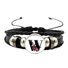 MIASHUI Buchstaben-Glas-Cabochon-Armband, handgefertigtes Armband, Charm-Armreif, Schmuck für Damen und Herren