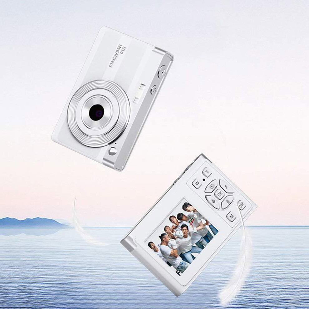 Jacenvly 4K Hd Digital Camera, 50Mp, 16X Zoom, 2.2" Screen, Portable Ccd For Students, Elephant Gift, Compatible With Campus Use White 9395123510194