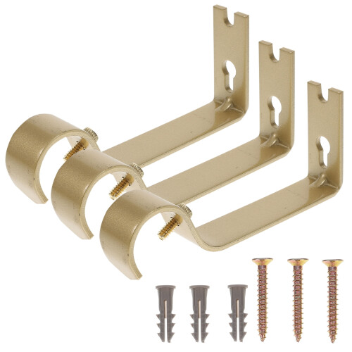 3 Pcs Curtain Rod Bracket Hooks Adjustable Brackets Gold for Rods Ceiling Mount