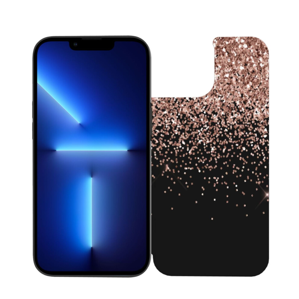 Blush Pink Rose Gold Black Glitter Case Compatible With Iphone 13, Leather Magnetic Flip Cover For Dual Camera Pink,Black,Gold 9395123510415