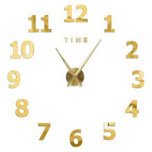 3D Large Wall Clock DIY Acrylic Mirror Clock Decal, Oversized 37 inch Gold M (60-90cm), Multiple Styles, Living Room Home Decor