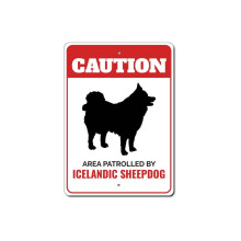 Warnschild „Von isländischen Schäferhunden bewacht“ – Metallschild für Hundezwinger, Haustierrasse, Hund, Größe: 8 x 12 Zoll
