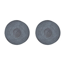 Round Woven Placemats, Natural Cotton Rope, Heat Resistant Non-Slip, 11.8" dia, Gray (Set of 2)