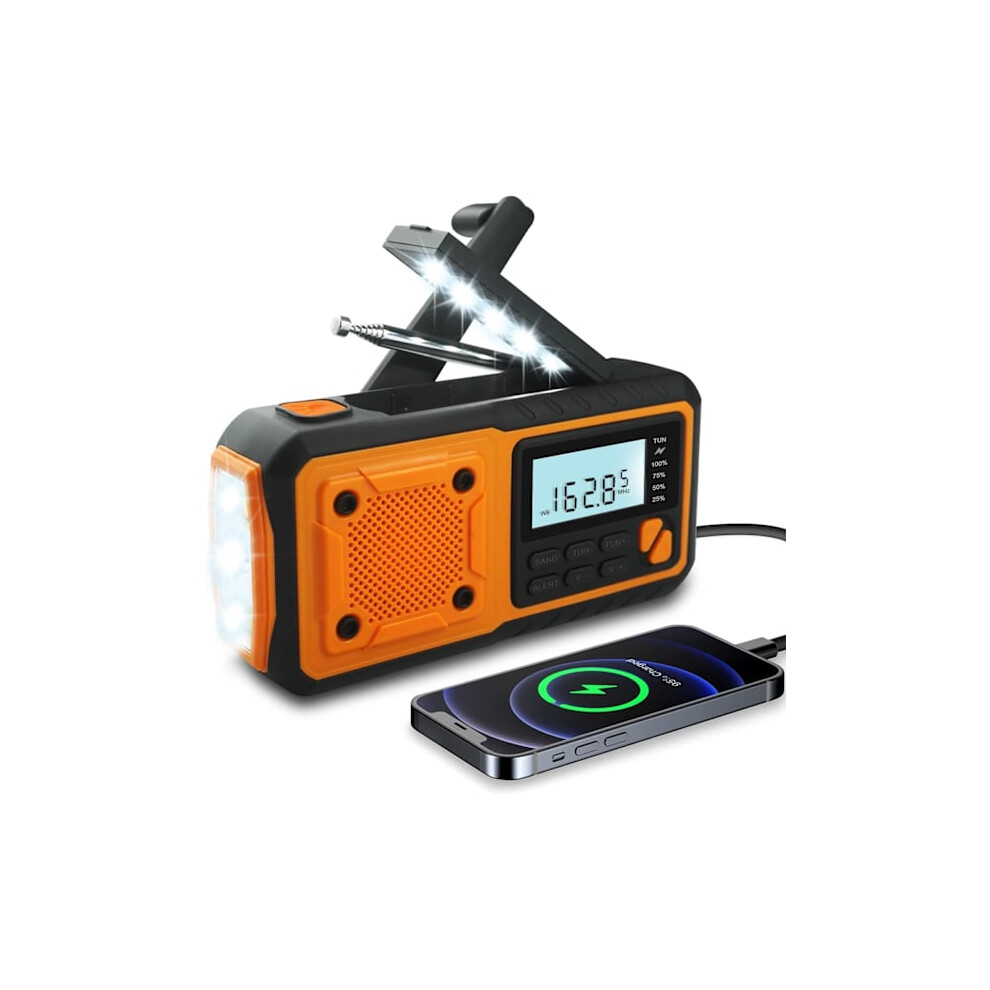 Newest Emergency Radio, 4000Mah Power Bank Solar Cell Hand Crank Radio, Am/Fm/Wb/Alert Portable Weather Radio-Wellngs 9395123610153