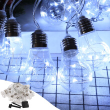 Solar String Lights Outdoor, 20 LED Filament Bulbs, for Garden, Patio, Wedding, compatible with Clear Solar Post