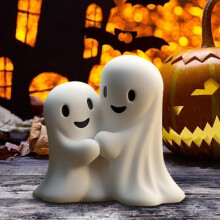 Schattig Halloween-spookje, wit harsbeeldje, past bij Halloween-decoraties, opruimingsaanbieding