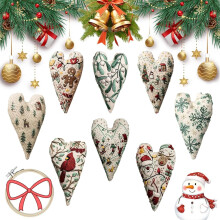 DIY Heart-Shaped Embroidered Christmas Ornament, 2026 New Embroidery Kit with Needles & Thread, Beginner-Friendly Cross Stitch Craft Set for Tree