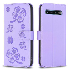 Flip Case for compatible with Samsung Galaxy S10 Clover Flower Multi-color Card Slots Holder Kickstand Wallet Pu Leather