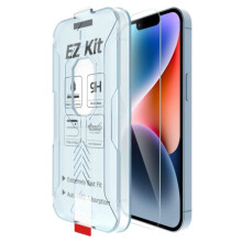EZ Install kompatibel med iPhone 14Plus skärmskydd HD härdat glas transparent