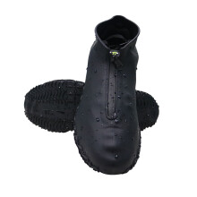 Cubrezapatos de silicona impermeables, reutilizables, plegables, antideslizantes, con cremallera, para niños y adultos, color negro, talla grande.