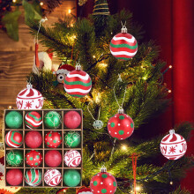 Viflosae 16PC Christmas Ball Set 6CM Plastic Decorations for Tree, Window - Colorful Pendants, Black & Friday Deals 2024
