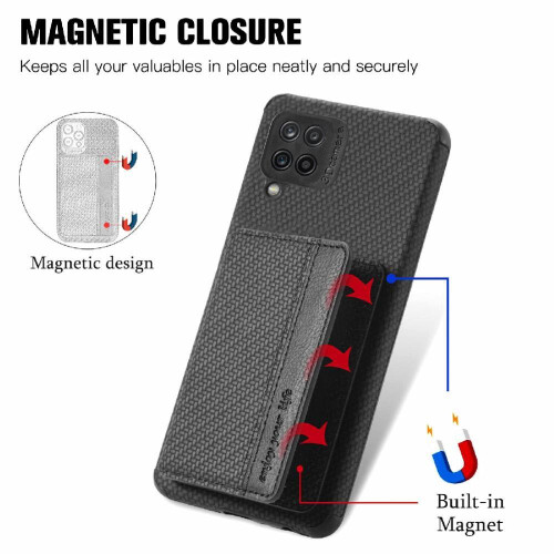 Case for compatible with Samsung Galaxy A12 Rfid Blocking Stand Function Complete Camera Safety Magnetic Card Holder 1