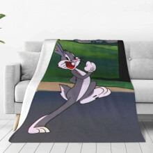 Couverture Bugs Bunny, motif anime mignon, en flanelle ultra douce et confortable, 152 x 127 cm, cadeau pour filles et garçons, décoration pour lit