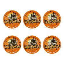 Foqnuq Halloween Party Plates, Disposable Paper Tableware, Pumpkin Print Round Plates, Ideal for Halloween Gatherings
