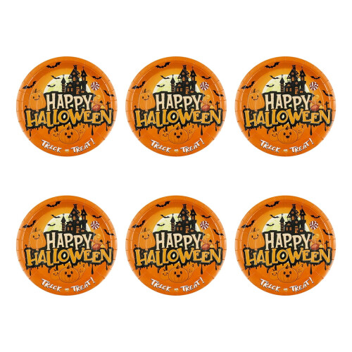 Πιάτα πάρτι Foqnuq για το Halloween, χάρτινα σκεύη μιας χρήσης, στρογγυλά πιάτα με