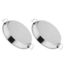 Lot de 2 assiettes rondes en acier inoxydable de 26 cm, plateau de service, plat vapeur avec double poignée pour œufs, viande et légumes