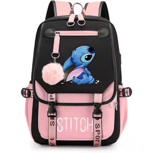 Sac à dos d'école pour filles, grande capacité, style décontracté, rose et multicolore.