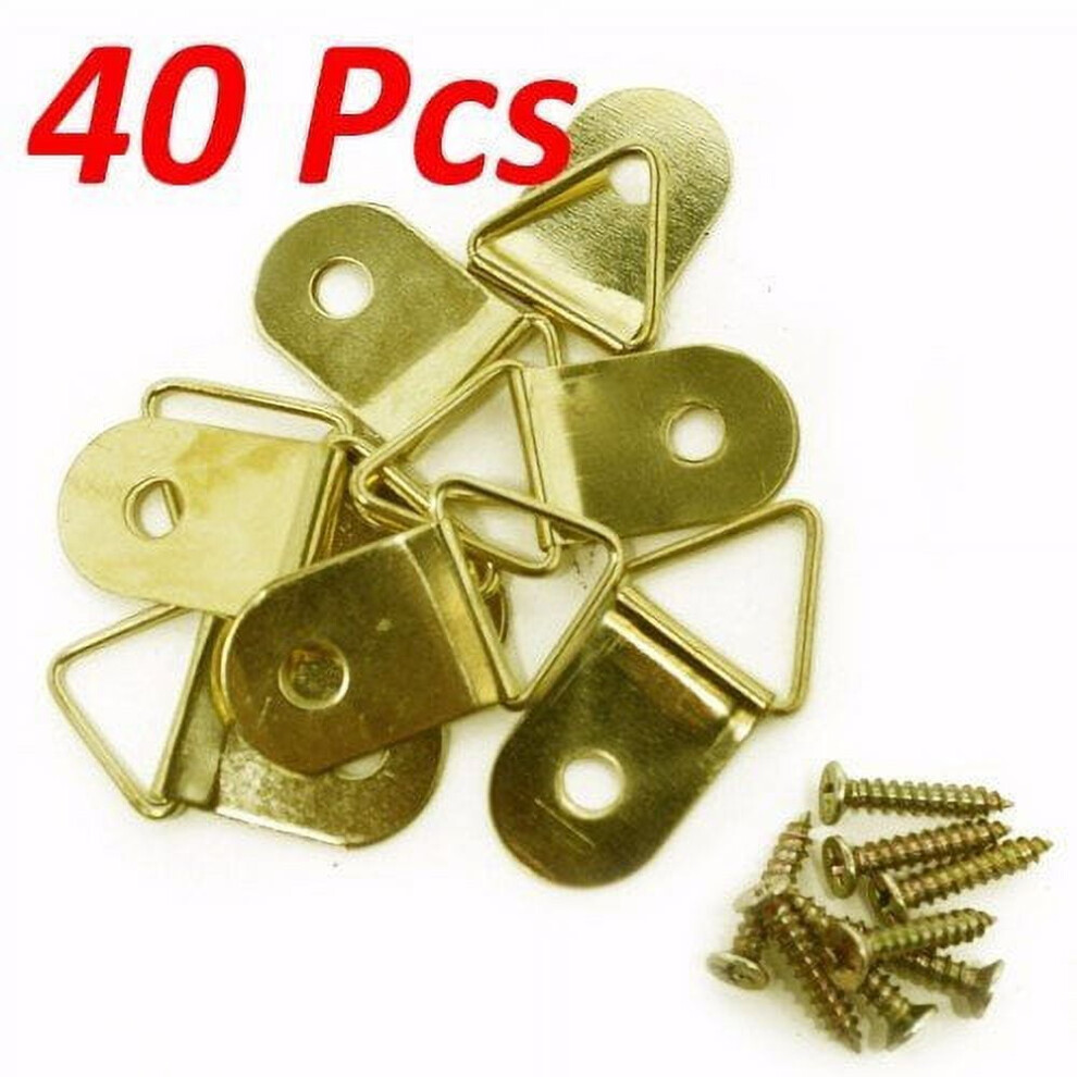 Wideskall 1" Inch Large D Ring Picture Hanger Hook With Screws Hanger Brass Pack Of 40 9110895157442