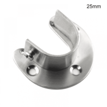 QIFEI 2 Pack Stainless Steel Closet Pole Sockets, U-Shaped Flange Rod Holder for Wardrobe Bracket Shower Curtain Rod (25mm)