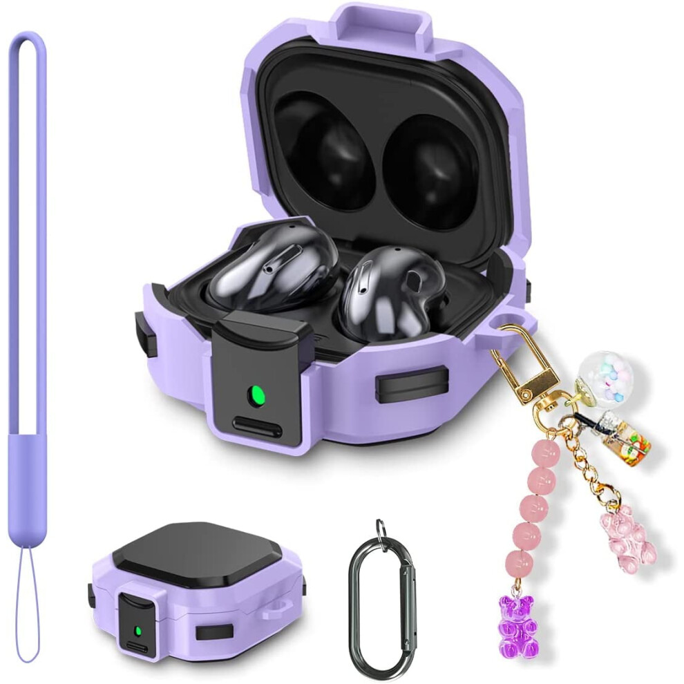 [With Lock] Armor Cover For Galaxy Buds Pro Case/Galaxy Buds 2 Case/Galaxy Buds Live Case,Shockproof Pc+Tpu Protective 9110895161920