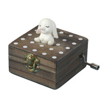Mini Wooden Hand Crank Music Box , Block Music Box, Hand Crank Movement Musical Box for Women Girls Christmas Birthday Anniversary