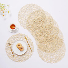 6 Pack Round Placemats for Dining Table, 15 Inch Paper Woven Boho Decorative Circle Place Mat for Wedding Christmas Thanksgiving Day Holiday Dinner