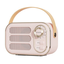 WRKEKC Bluetooth Speaker Multifunctional Mini Portable Fm Radio Bluetooth Speaker Usb Tf Aux Indoor Outdoor Retro-Design Wireless Speaker Pink