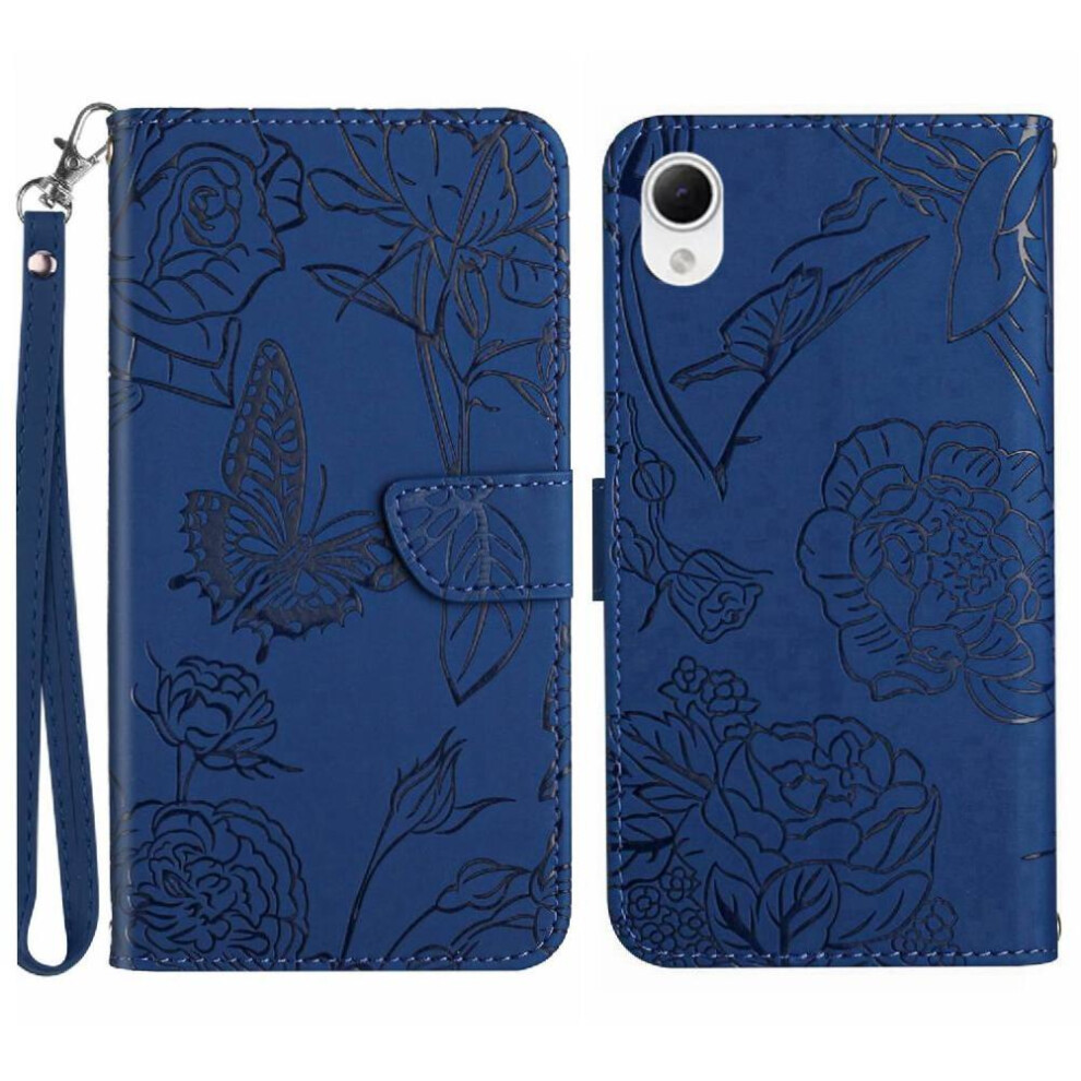 Case For Compatible With Samsung Galaxy A23e, Wrist Strap, Flowers & Butterflies Design, Anti-Drop Shockproof Pu Leather Flip Cover 9071309658903