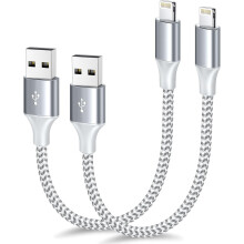 [Kompatibel med Apple MFi-certifierad] 30 cm USB A till Lightning-kabel, 2-pack, flätad nylon, 30 cm snabbladdningssladd för iPhone 14 13 12 11