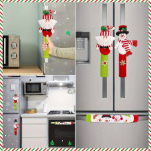 Ensemble de 3 housses de poignées de réfrigérateur pour Noël et le Nouvel An - Protection festive pour vos appareils de cuisine, en polyester,