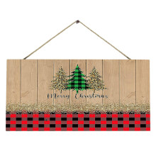 Kerstdeurhanger - Krans met luipaardprint en buffelruitpatroon, rond bordje 'Fijne Kerst', past bij de kerstdecoratie