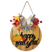 Panneau de bienvenue floral automnal avec plaque en bois « Thanksgiving » et décoration murale citrouille pour une maison de ferme essentielle