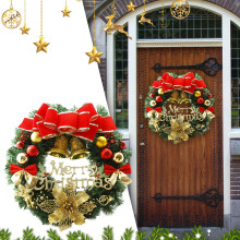 Couronne de Noël Giyblacko avec nœud rouge, à suspendre à la porte ou à l'extérieur. Couronne en rotin décorée, 30 cm (12 pouces).