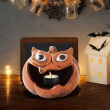 Porte-bougie chauffe-plat en céramique en forme de citrouille, lanterne orange pour l'automne et Halloween, décoration de table intérieure pour
