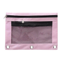 Estuche para lápices Baikk de 3 anillas con cremallera, carpeta multicolor para material de oficina, cosméticos, organizador duradero compatible