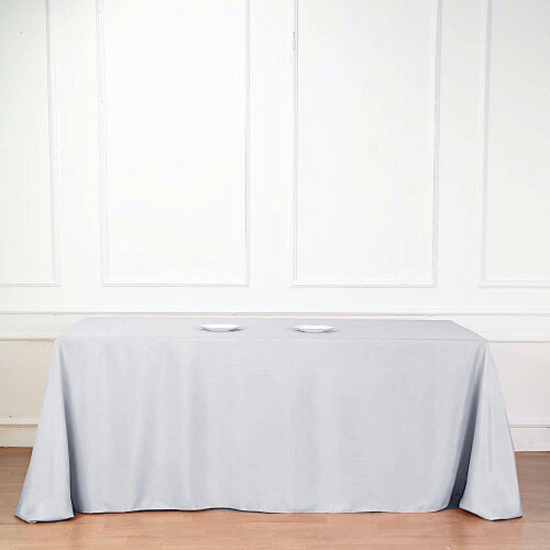 Nappe rectangulaire BalsaCircle 90 po x 132 po en polyester argentée 2