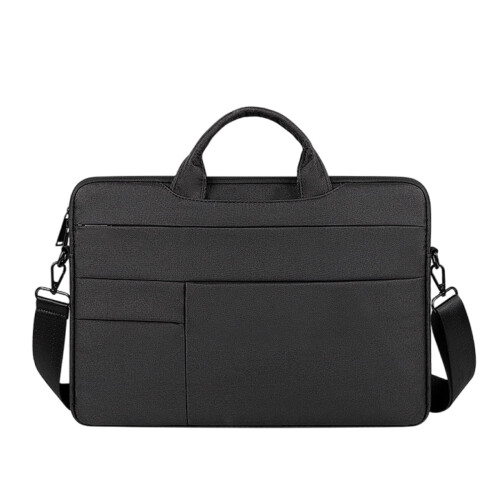 Bolsa mensageiro para laptop de 15,6 polegadas, bolsa de ombro para notebook, bolsa para computador, pasta executiva, bolsa de viagem - Preta