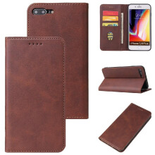 Deksel for kompatibel med iPhone7Plus/8Plus Full beskyttelse Med kortholder Stativ Skinnfolie Flip-deksel Magnetisk Karbonfiber Kortholder