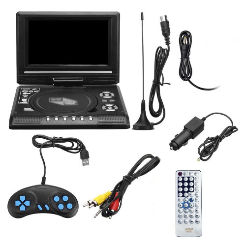 Tomfoto 7.8 polegadas 16:9 Widescreen com tela LCD giratória de 270 para casa, carro, DVD player, VCD portátil, reprodutor de CD MP3 com função