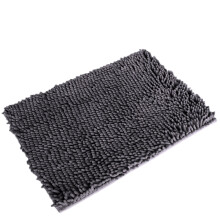 Tapis de bain antidérapant Nksudet en chenille douce à rayures, 40 x 61 cm, gris