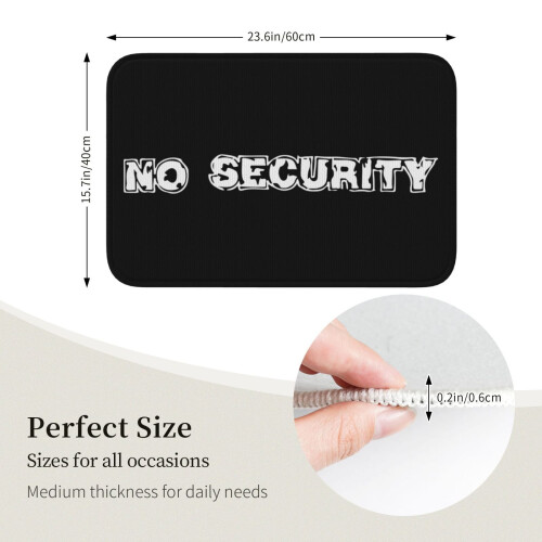 Tapete de Banho Antiderrapante Super Macio com Logo "No Security" para Banheiro, Cozinha, Quarto e Casa, 40x60cm (15,75x23,62 polegadas) 1