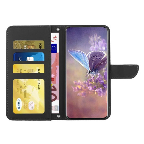 Capa compatível com Samsung Galaxy A12, capa de couro resistente a quedas e impactos com alça de pulso, capa flip de PU com estampa de flores e 1