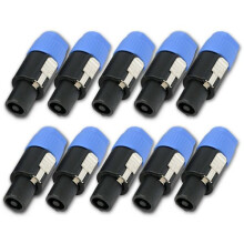 10pcs Speakon Connector 2-Pin Male Compatible for Audio Speaker Cable Ft