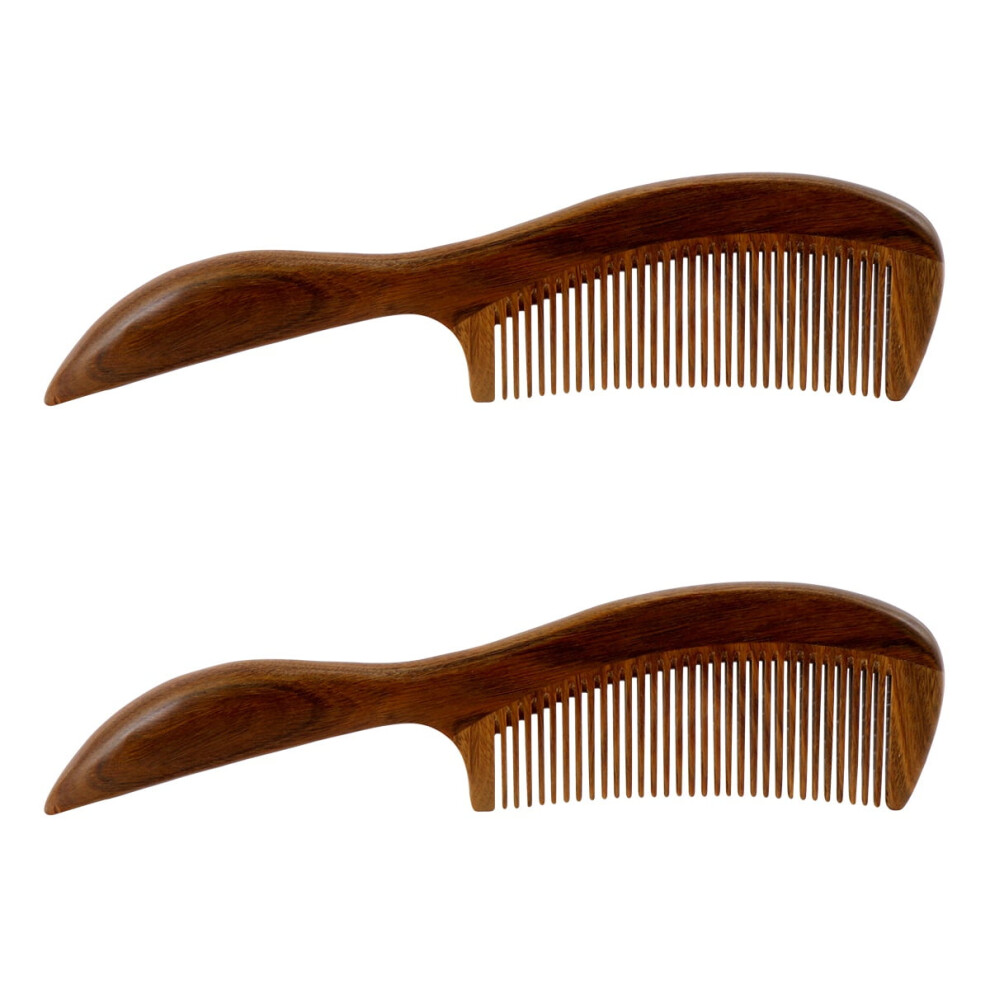 Unisex Set Of 2 Combs Fine Tooth Teeth Salon For Sandalwood Hair Wooden