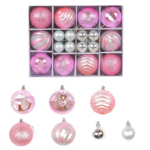 34pcs Pink Silver Christmas Ball Ornaments, Shatterproof Xmas Tree Hanging Decorations Set for Holiday Wedding Party