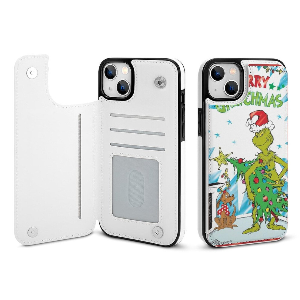 The Grinch For Compatible With Iphone 14 Plus Wallet Case, Pu Leather Flip Cover With Card Holder, Kickstand & Magnetic Clasp 9083649942857