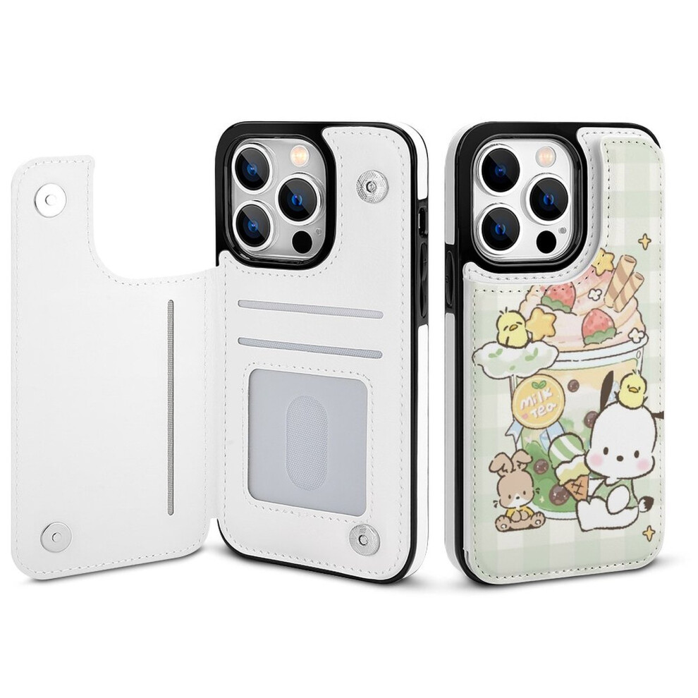 Pochacco Compatible Iphone 14 Pro Wallet Case With Card Holder, Pu Leather Flip Folio, Double Magnetic Clasp & Shockproof Cover For Women/Girls 9083649942871