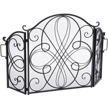 Fireplace Screen 3 Panel Folding Mesh with Handle, Child and Pet Safety, Adjustable Arched Design