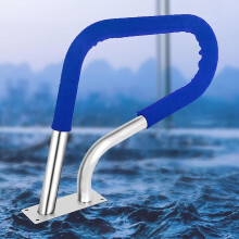Pool Handrail 32'x23' Stainless Steel Curved Swimming Pool Rail with Blue Grip Cover and Screws