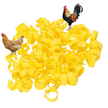 100pcs Yellow Poultry Leg Bands 0.98in Unnumbered Durable Rings for Chickens Ducks Turkeys
